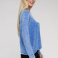 Washed Ribbed Dolman Sleeve Round Neck Top