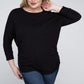 Plus Luxe Rayon Boat Neck 3/4 Sleeve Top