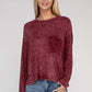 Washed Ribbed Dolman Sleeve Round Neck Top