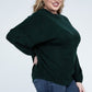 Plus Oversized Round Neck Raw Seam Melange Sweater