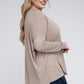 Plus Dolman Sleeve V-Neck Side Slit Hi-Low Hem Top