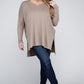 Plus Dolman Sleeve V-Neck Side Slit Hi-Low Hem Top