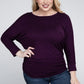 Plus Luxe Rayon Boat Neck 3/4 Sleeve Top