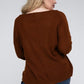 Plus Brushed Waffle V-Neck Button Detail Sweater