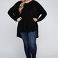 Plus Dolman Sleeve V-Neck Side Slit Hi-Low Hem Top