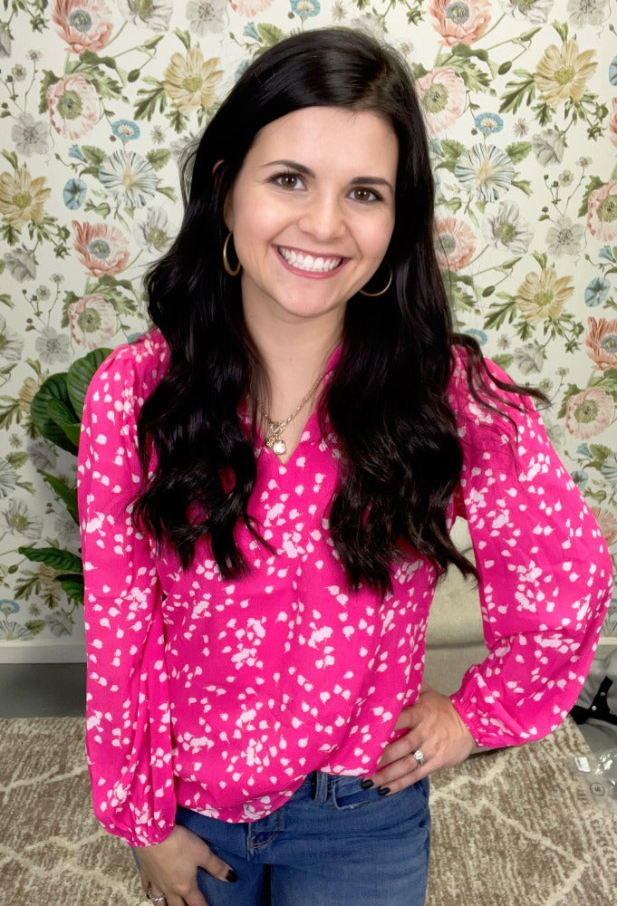 Pink Printed Crinkled Blouse RTS