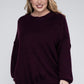 Plus Oversized Round Neck Raw Seam Melange Sweater