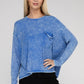 Washed Ribbed Dolman Sleeve Round Neck Top