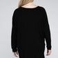 Plus Dolman Sleeve V-Neck Side Slit Hi-Low Hem Top