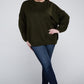 Plus Oversized Round Neck Raw Seam Melange Sweater