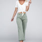 Acid Washed High Waist Frayed Hem Straight Pants