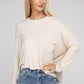 Washed Ribbed Dolman Sleeve Round Neck Top