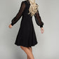 Swiss Dot puff Sleeve V neck Dress