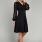 Swiss Dot puff Sleeve V neck Dress