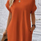 Pocketed Round Neck Short Sleeve Dress