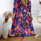 Printed Smocked Lantern Sleeve Ruffled Dress