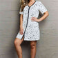 MOON NITE Quilted Quivers Button Down Sleepwear Dress