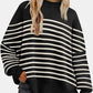 Round Neck Drop Shoulder Slit Sweater