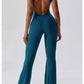Cutout Wide Strap Bootcut Active Jumpsuit