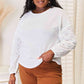 Double Take Eyelet Dropped Shoulder Round Neck Blouse