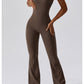 Cutout Wide Strap Bootcut Active Jumpsuit