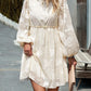 Ruffle Trim Balloon Sleeve Mini Dress