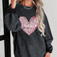 Heart Sequin Round Neck Sweatshirt
