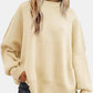 Round Neck Drop Shoulder Slit Sweater