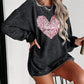 Heart Sequin Round Neck Sweatshirt