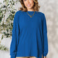 Basic Bae Full Size Ribbed Round Neck Slit T-Shirt