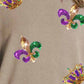 Mardi Gras Sequin Round Neck Dropped Shoulder Sweatshirt