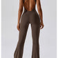 Cutout Wide Strap Bootcut Active Jumpsuit