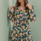 Printed Ruffled V-Neck Mini Dress