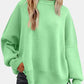 Round Neck Drop Shoulder Slit Sweater