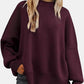 Round Neck Drop Shoulder Slit Sweater