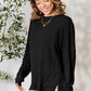 Basic Bae Full Size Ribbed Round Neck Slit T-Shirt