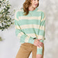 Sew In Love Full Size Contrast Striped Round Neck Sweater