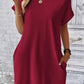 Pocketed Round Neck Short Sleeve Dress