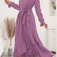 Swiss Dot Tie Waist Flounce Sleeve Dress