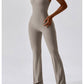 Cutout Wide Strap Bootcut Active Jumpsuit