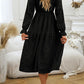 Round Neck Velvet Smocked Flounce Sleeve Dress
