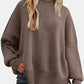 Round Neck Drop Shoulder Slit Sweater