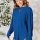 Basic Bae Full Size Ribbed Round Neck Slit T-Shirt
