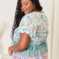 Double Take Floral Tie Neck Short Sleeve Blouse