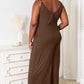 Double Take Full Size Soft Rayon Spaghetti Strap Tied Wide Leg Jumpsuit