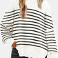 Round Neck Drop Shoulder Slit Sweater